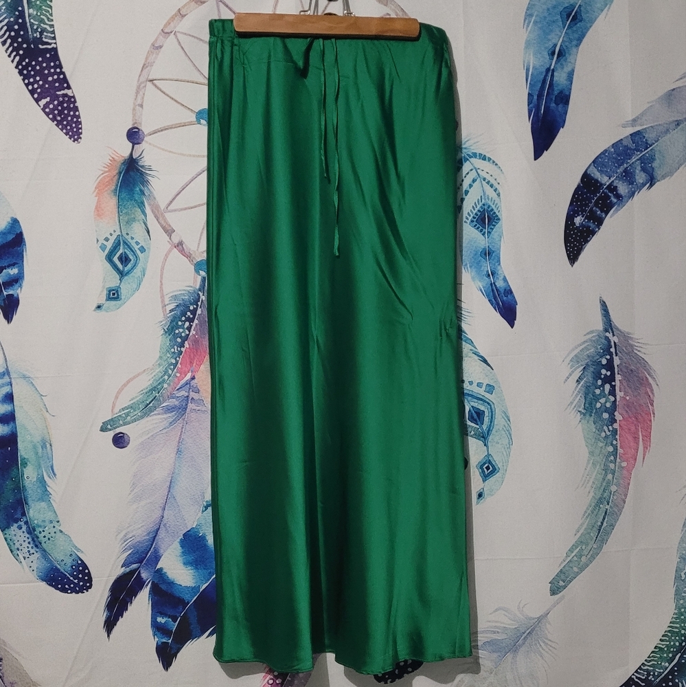 Emerald Green Satin Skirt